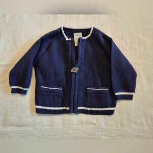 Gymboree boys 3-6 months blue with white zip up cardigan, NWOT 2002
